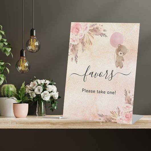 Baby shower pampas graszoet reclamebord met voetstuk