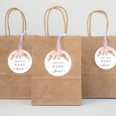 Baby shower pampas roos goudbloem ronde sticker