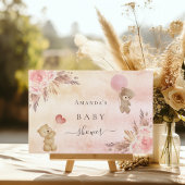 Baby shower pampas roos gouden tedbeer gastenboek