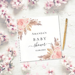 Baby shower pampas roos Goudgastenboek Notitieboek