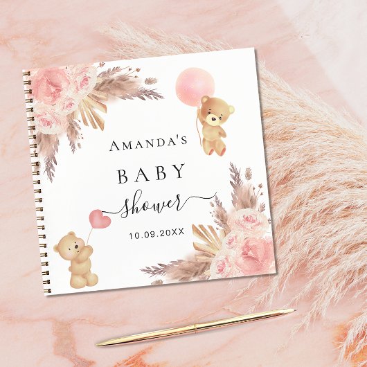 Baby shower pampas roos goudthee notitieboek