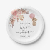 Baby shower pampas roos goudthee papieren bordje (Voorkant)