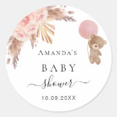 Baby shower pampas roos goudthee ronde sticker (Voorkant)