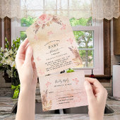 Baby shower pampas roos goudvlinder RSVP All In One Uitnodiging