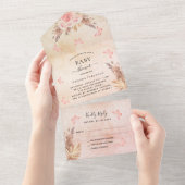 Baby shower pampas roos goudvlinder RSVP All In One Uitnodiging (Afscheurbaar)