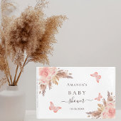 Baby shower pampas roos goudvlinder wit gastenboek