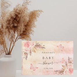 Baby shower pampas roos goudvlinders gastenboek