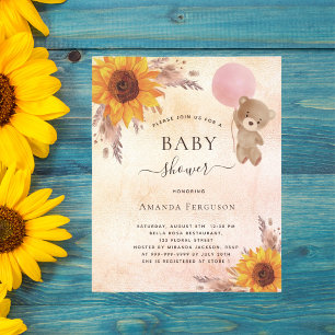 Baby shower pampas sunflower tedy budget flyer
