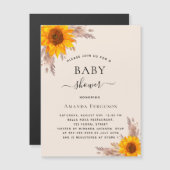 Baby shower pampas zonnebloem luxe magnetische uitnodiging (Voorkant / Achterkant)
