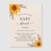 Baby shower pampas zonnebloem luxe magnetische uitnodiging (Voorkant)