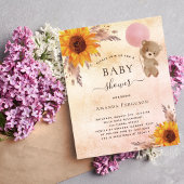 Baby shower pampas zonnebloem teddy uitnodiging