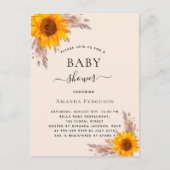 Baby shower pampas zonnebloem uitnodiging briefkaart (Voorkant)