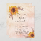 Baby shower pampas zonnebloemen - uitnodiging (Voorkant / Achterkant)