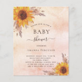 Baby shower pampas zonnebloemen - uitnodiging (Voorkant)