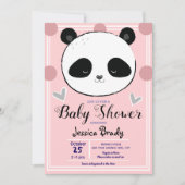 Baby shower Panda Face en Pink Polka Dots Kaart (Voorkant)
