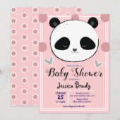 Baby shower Panda Face en Pink Polka Dots Kaart (Voorkant / Achterkant)