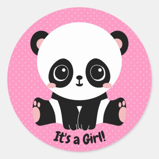 Baby shower Panda Het is een Girl Sticker (Voorkant)