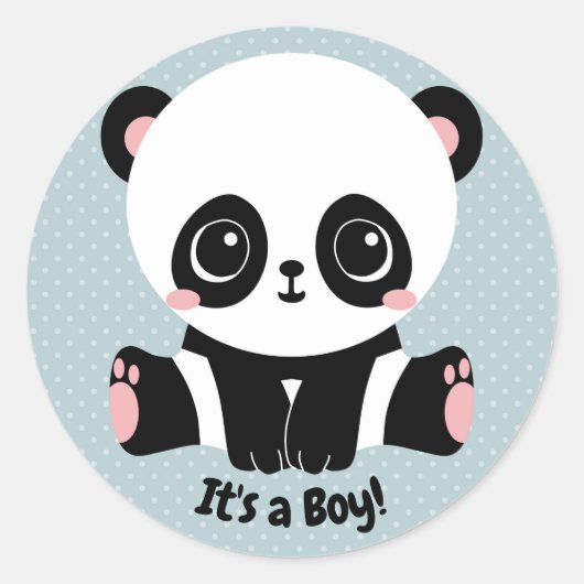  Baby shower Panda Het is een Jongen Stickers (Voorkant)