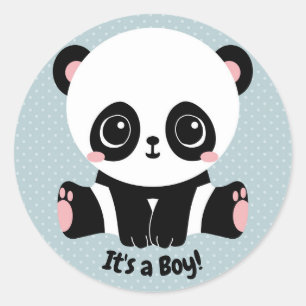 Baby shower Panda Het is een Jongen Stickers