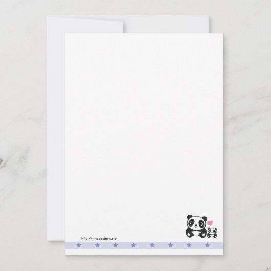 Baby shower Panda - Paars Kaart (Achterkant)