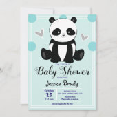 Baby shower Panda Sitting and Blue Polka Dots Kaart (Voorkant)