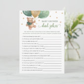 Baby shower Pap Jokes Spel Groene Teddy Bear Kaart (Staand voorkant)