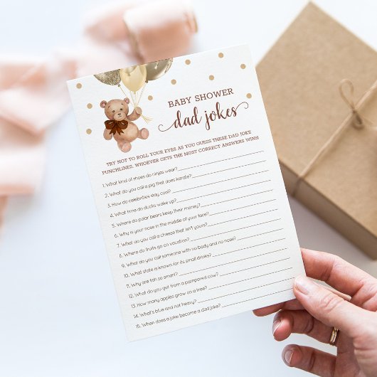 Baby shower Pap Jokes Spel Teddy Bear Bruin Kaart