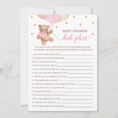 Baby shower Pap Jokes Spel Teddy Bear Roze Kaart (Voorkant)
