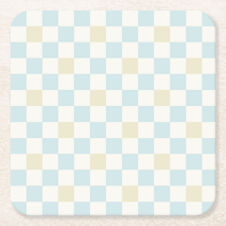 Baby Shower Paper Coaster for a Boy | Blue Check Kartonnen Onderzetters