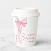 Baby shower paper cups with a delicate bow. papieren bekers (Achterkant)