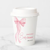 Baby shower paper cups with a delicate bow. papieren bekers (Voorkant)