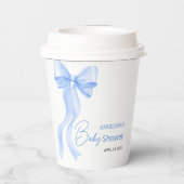 Baby shower paper cups with a delicate bow. papieren bekers (Achterkant)