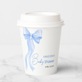 Baby shower paper cups with a delicate bow. papieren bekers