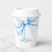 Baby shower paper cups with a delicate bow. papieren bekers (Achterkant)