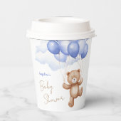 Baby Shower Paper Cups with teddy bear. Papieren Bekers (Achterkant)