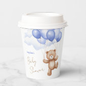 Baby Shower Paper Cups with teddy bear. Papieren Bekers (Voorkant)