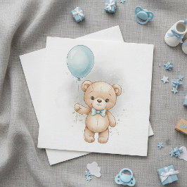 Baby Shower Paper  for Boy Blue Balloon Teddy Bear Servet