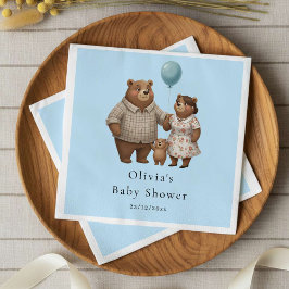Baby Shower Paper for Boy Blue Balloon Teddy Bear Servet