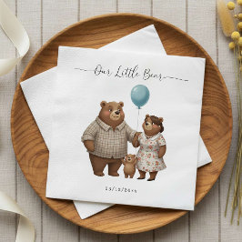 Baby Shower Paper for Boy Blue Balloon Teddy Bear Servet