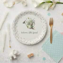 Baby Shower Paper Plate - "Little Sprout" Floral Papieren Bordje