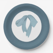 Baby Shower Paper Plates for Boy – Blue Bow Papieren Bordje (Voorkant)