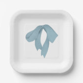 Baby Shower Paper Plates for Boy – Blue Bow Papieren Bordje (Voorkant)