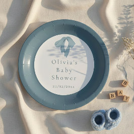 Baby Shower Paper Plates for Boy – Blue Bow Papieren Bordje