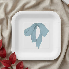 Baby Shower Paper Plates for Boy – Blue Bow Papieren Bordje