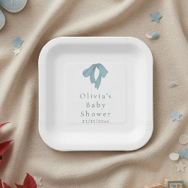 Baby Shower Paper Plates for Boy – Blue Bow Papieren Bordje