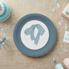 Baby Shower Paper Plates for Boy – Blue Bow Papieren Bordje