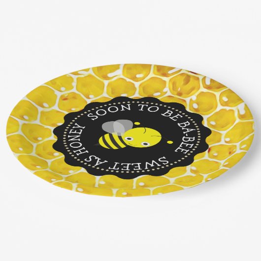 Baby shower Papier Borden met Honey Bee Theme Papieren Bordje (Gekanteld)