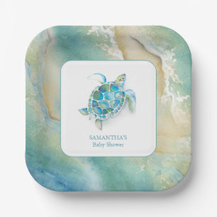 Baby shower Papier Borden Schattigee Waterverf Zee Papieren Bordje