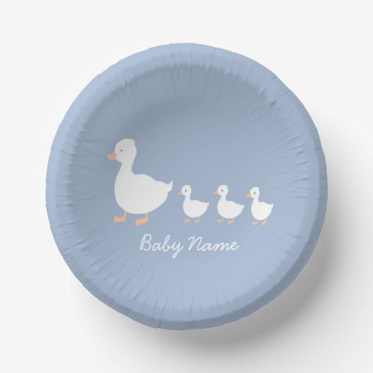 Baby shower papier kom blauw eendje ontwerp (Voorkant)