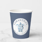 Baby shower papier kopjes jongen blauw Zee schildp Papieren Bekers (Voorkant)